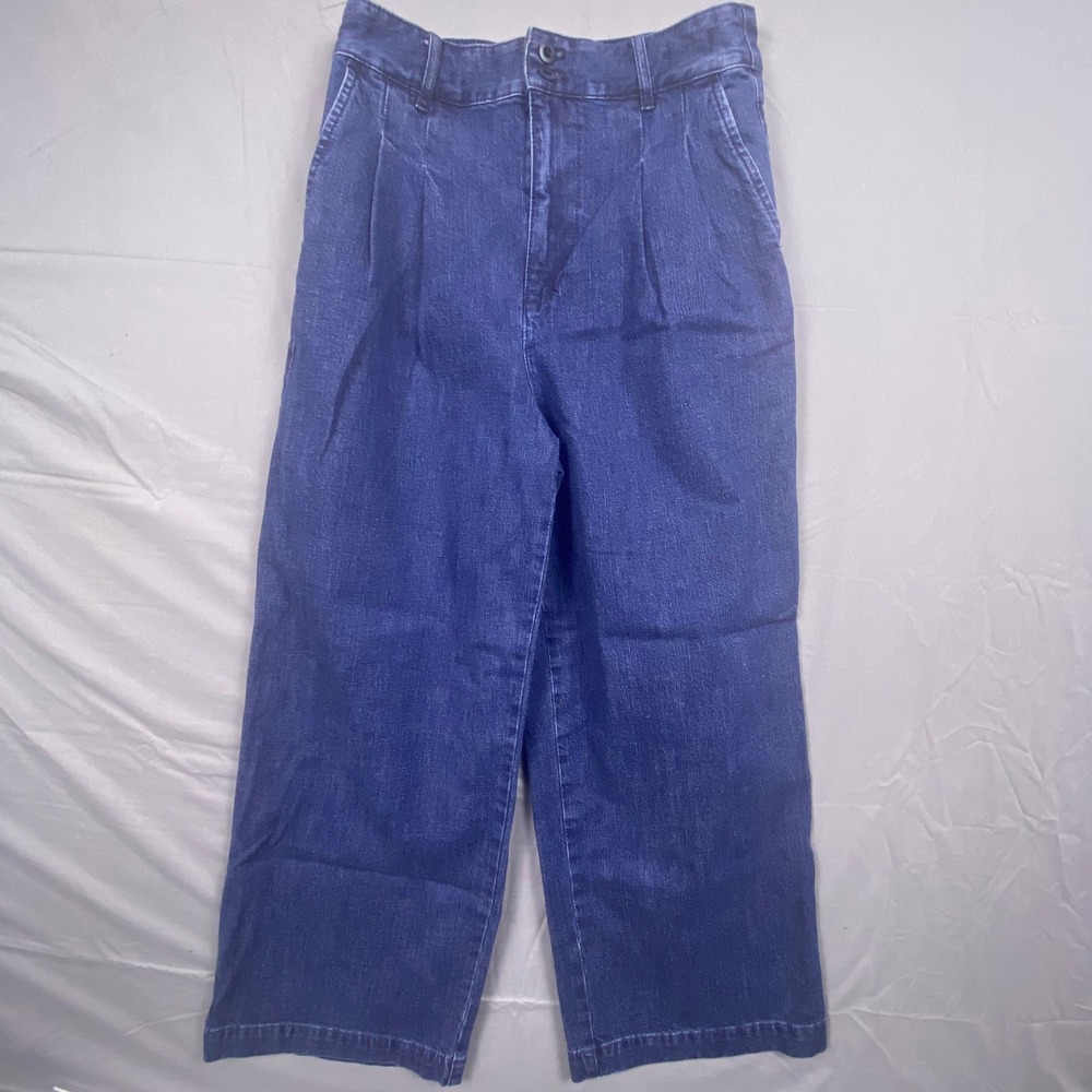 Madewell Pleated Wide-Leg Denim Jeans Womens Size 2 26W Blue High Rise Casual